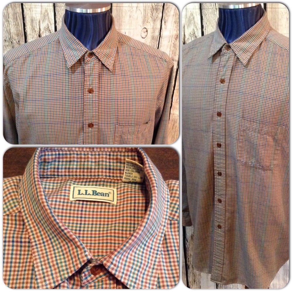 LL Bean Button Front Shirt Men XL Checks H1-81